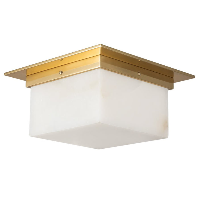 Kuzco Mineral 5" Brass Flush Mount, Patina Brass/Alabaster