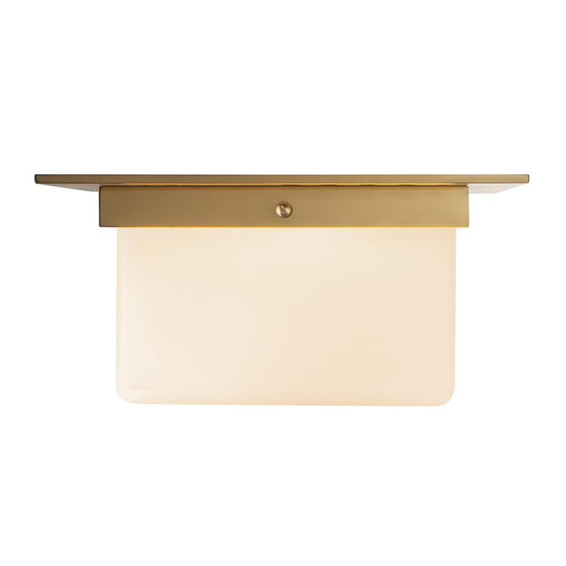 Kuzco Mineral 5" Brass Flush Mount, Patina Brass/Opal Glass