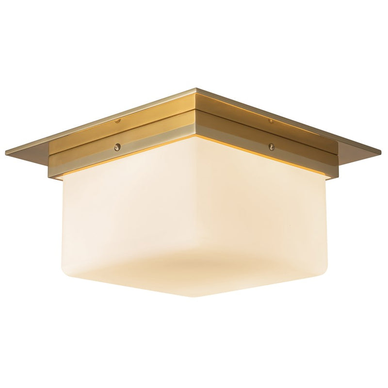 Kuzco Mineral 5" Brass Flush Mount, Patina Brass/Opal Glass