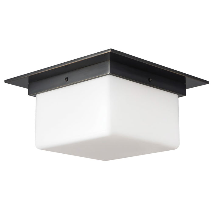 Kuzco Mineral 5" Black Flush Mount, Urban Bronze/Matte Opal Glass