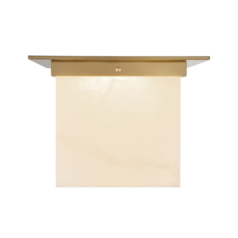 Kuzco Mineral 11" Brass Flush Mount, Patina Brass/Alabaster