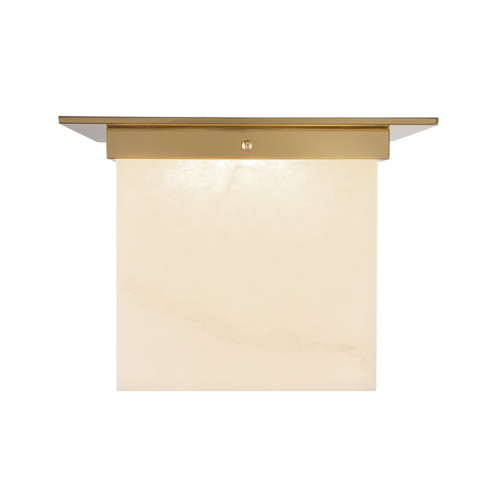 Kuzco Mineral 11" Brass Flush Mount, Patina Brass/Alabaster
