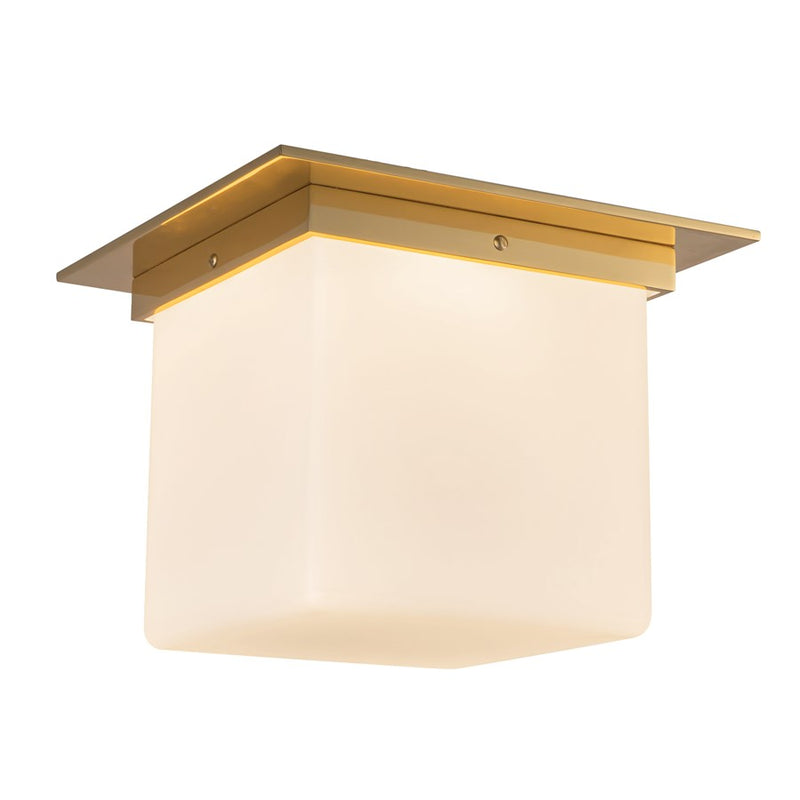 Kuzco Mineral 11" Brass Flush Mount, Patina Brass/Opal Glass - FM356118PTBOP