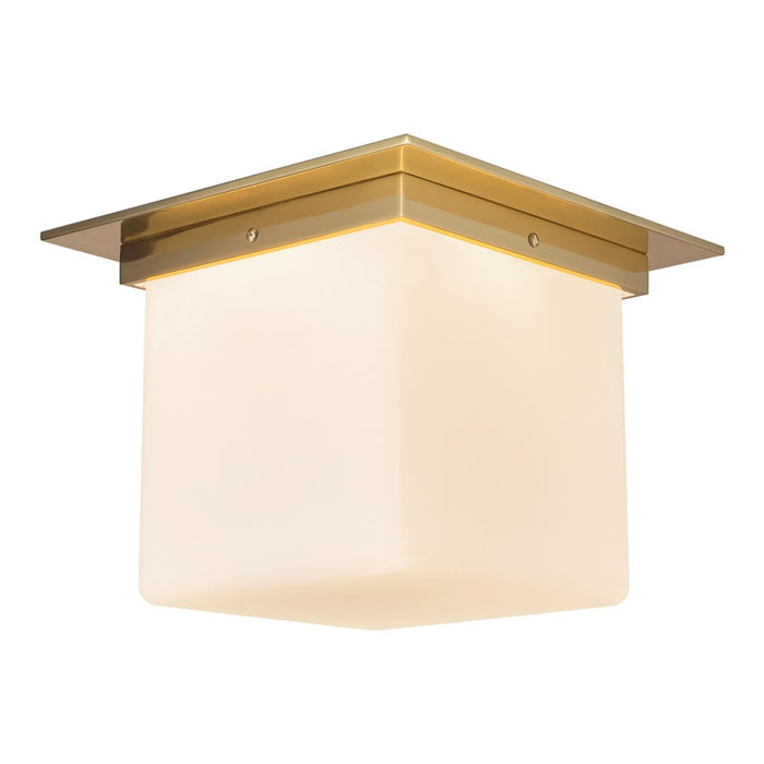 Kuzco Mineral 11" Brass Flush Mount, Patina Brass/Opal Glass