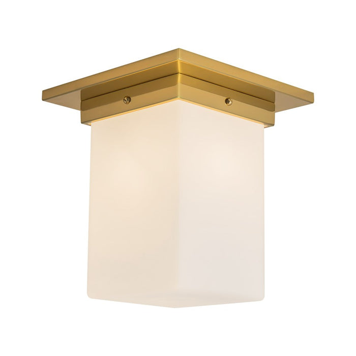 Kuzco Mineral 8" Brass Flush Mount, Patina Brass/Opal Glass