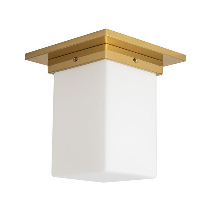 Kuzco Mineral 8" Brass Flush Mount, Patina Brass/Opal Glass