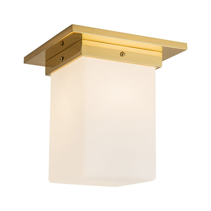 Kuzco Mineral 8" Brass Flush Mount, Patina Brass/Opal Glass