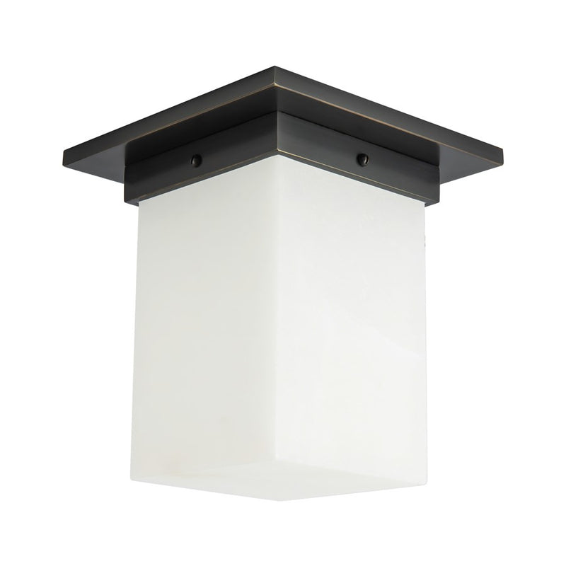 Kuzco Mineral 8" Black Flush Mount, Urban Bronze/Alabaster