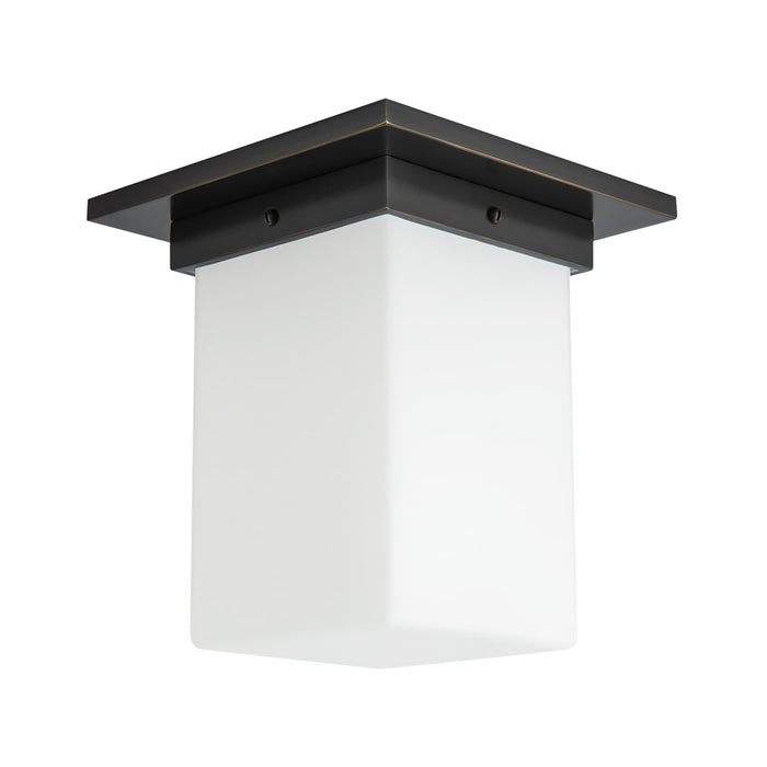Kuzco Mineral 8" Black Flush Mount, Urban Bronze/Matte Opal Glass