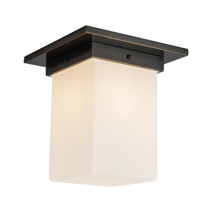 Kuzco Mineral 8" Black Flush Mount, Urban Bronze/Matte Opal Glass