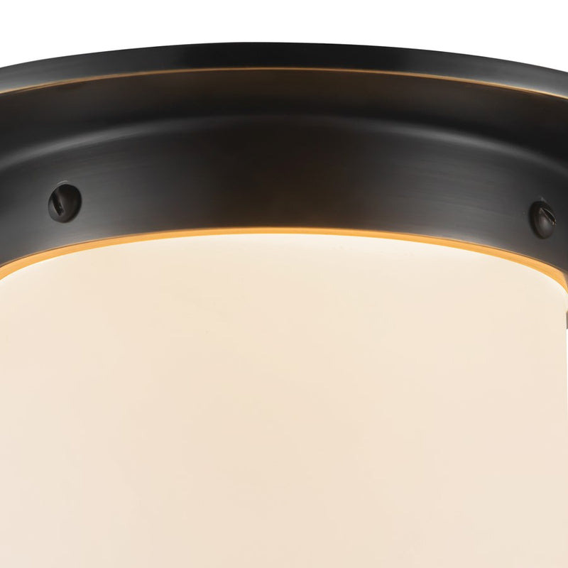 Kuzco Mineral 8-inch Black Flush, Urban Bronze/Matte Opal Glass