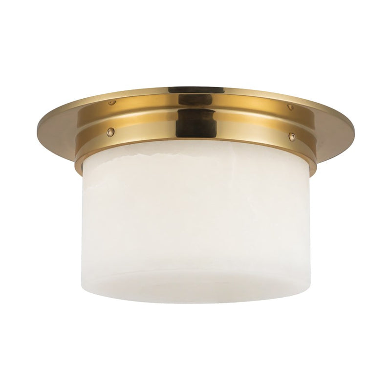 Kuzco Mineral 5" Brass Flush Mount, Patina Brass/Alabaster