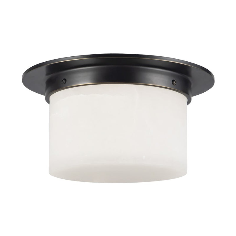 Kuzco Mineral 11-inch Black Flush Mount, Urban Bronze/Alabaster