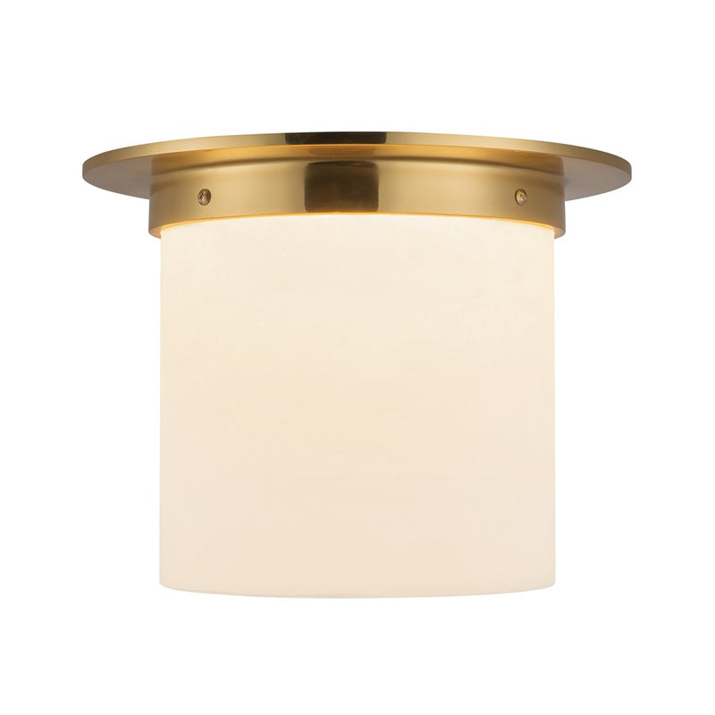 Kuzco Mineral 11" Brass Flush Mount, Patina Brass/Alabaster