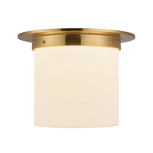 Kuzco Mineral 11" Brass Flush Mount, Patina Brass/Alabaster