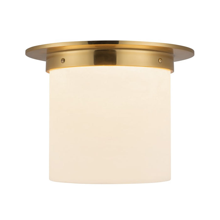 Kuzco Mineral 11" Brass Flush Mount, Patina Brass/Alabaster