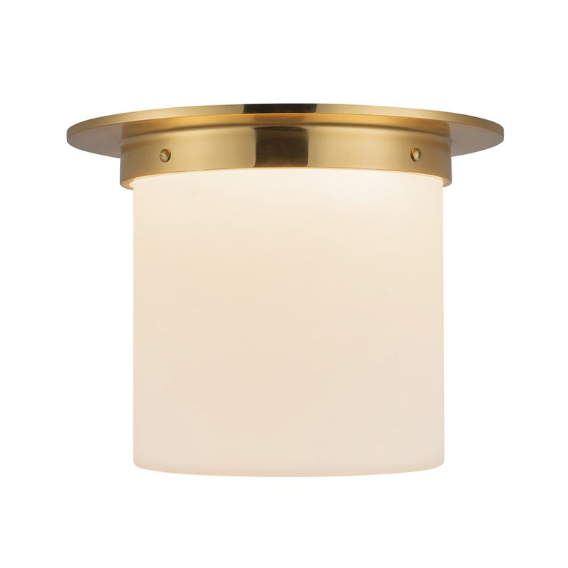 Kuzco Mineral 11" Brass Flush Mount, Patina Brass/Opal