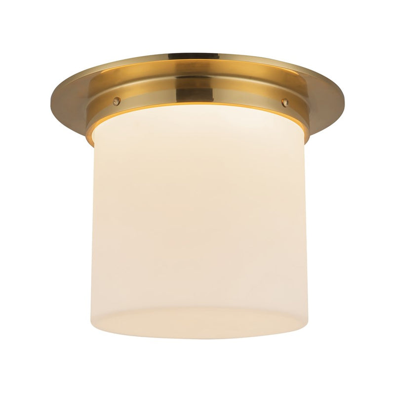 Kuzco Mineral 11" Brass Flush Mount, Patina Brass/Opal