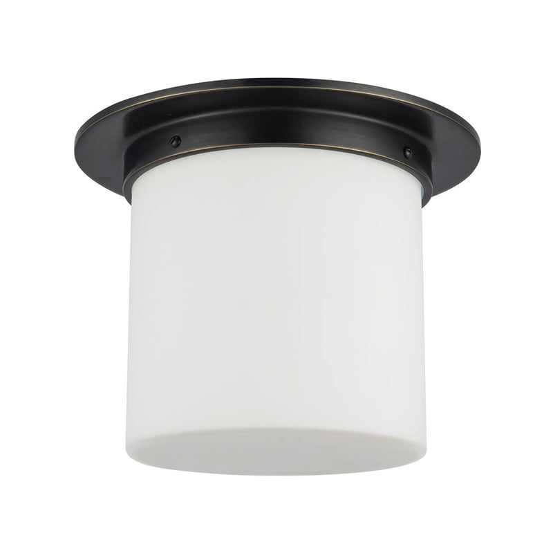 Kuzco Mineral 11" Black Flush Mount, Urban Bronze/Matte Opal Glass