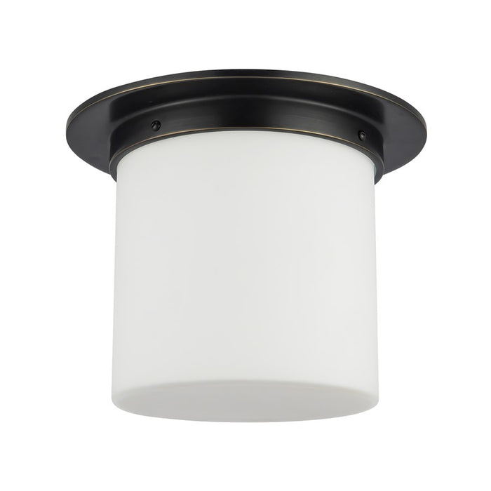 Kuzco Mineral 11" Black Flush Mount, Urban Bronze/Matte Opal Glass