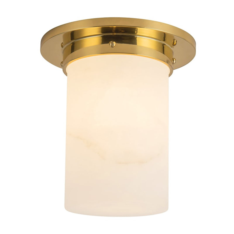 Kuzco Mineral 8" Brass Flush Mount, Patina Brass/Alabaster