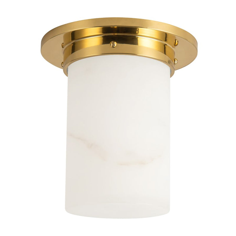 Kuzco Mineral 8" Brass Flush Mount, Patina Brass/Alabaster