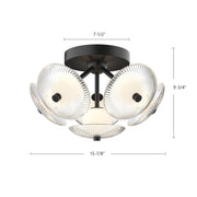 Kuzco Alora Mood Hera 16in LED Flush Mount | Brushed Gold and Clear Ribbed Glass with Opal Ball | Bedroom & Hallway Ceiling | Model FM417606BGCR