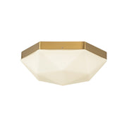 Kuzco Krysta 2-Light 12in Flush Mount | Geometric Brushed Gold Steel and Opal Glass | Bedroom & Hallway Ceiling Light | Model FM424512BGOP