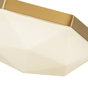 Kuzco Krysta 2-Light 12in Flush Mount | Geometric Brushed Gold Steel and Opal Glass | Bedroom & Hallway Ceiling Light | Model FM424512BGOP