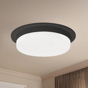 Kuzco Stockton 6in LED Flush Mount | Slim Black Aluminum with White Acrylic Diffuser | Hallway & Bathroom | 6 x 6 x 1 in | Model FM42706-BK
