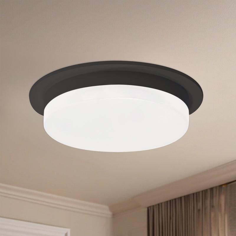 Kuzco Stockton 6in LED Flush Mount | Slim Black Aluminum with White Acrylic Diffuser | Hallway & Bathroom | 6 x 6 x 1 in | Model FM42706-BK