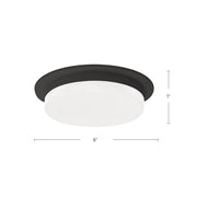Kuzco Stockton 6in LED Flush Mount | Slim Black Aluminum with White Acrylic Diffuser | Hallway & Bathroom | 6 x 6 x 1 in | Model FM42706-BK
