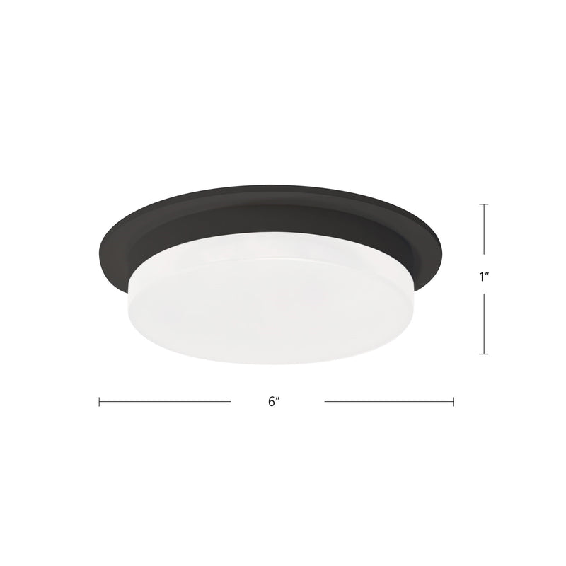 Kuzco Stockton 6in LED Flush Mount | Slim Black Aluminum with White Acrylic Diffuser | Hallway & Bathroom | 6 x 6 x 1 in | Model FM42706-BK