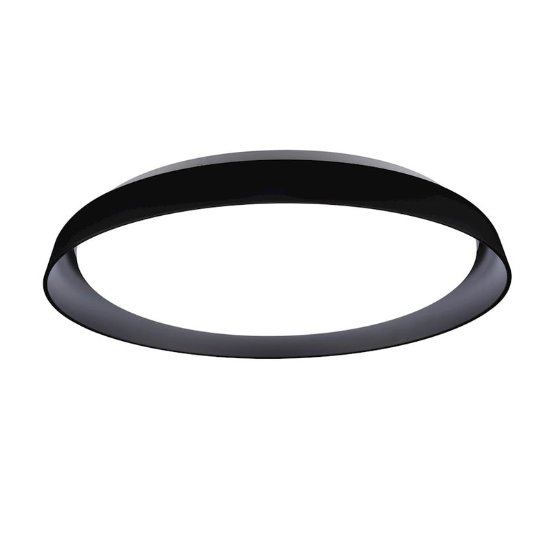 Kuzco Hampton 21in 1-Light LED Flush Mount | Modern Black Steel and Frosted Acrylic Diffuser | Bedroom & Hallway Ceiling Light | Model FM43121-BK
