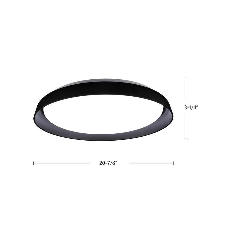 Kuzco Hampton 21in 1-Light LED Flush Mount | Modern Black Steel and Frosted Acrylic Diffuser | Bedroom & Hallway Ceiling | Model FM43121-BK-5CCT