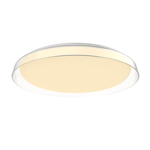 Kuzco Hampton 21in LED Flush Mount | Clear Steel and Frosted Acrylic | Bedroom & Hallway Ceiling Light | 3750lm | Model FM43121-CL-5CCT