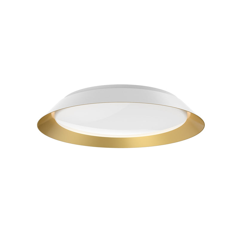Kuzco Jasper 19in LED Flush Mount | White and Gold Metallic Frame with Frosted Acrylic Diffuser | Bedroom & Hallway Ceiling | Model FM43419-WH-GD