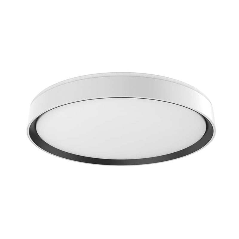 Kuzco Essex 20in 1-Light LED Flush Mount | White Black and Frosted Acrylic Diffuser | Bedroom & Living Room | Model FM43920-WH-BK-5CCT