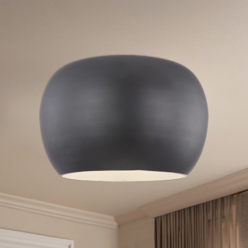 Kuzco Croft 14in LED Flush Mount | Modern Black/White and Acrylic Diffuser | Bedroom & Hallway | 9 x 13.5 in | Model FM44614-BK-WH