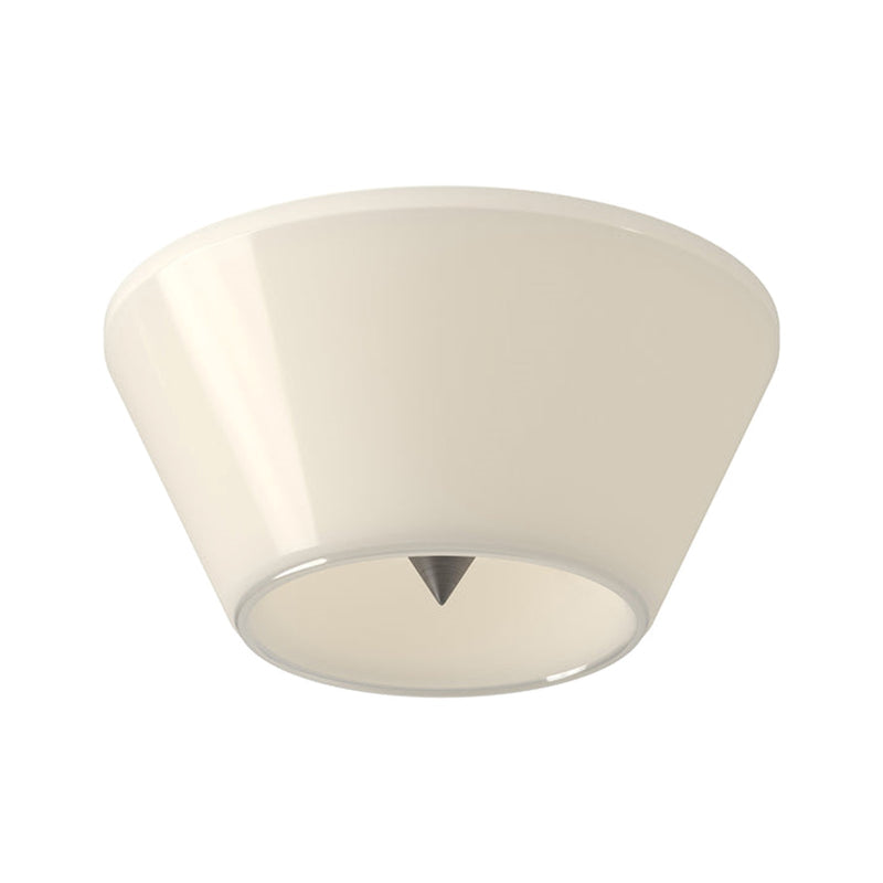 Kuzco Holt 10in LED Flush Mount | Modern Steel Brushed Nickel and Glossy Opal Glass | Bedroom & Hallway Ceiling Light | 1275lm | Model FM45710-BN-GO