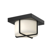 Kuzco Regalo 7in LED Flush Mount | Modern Black and Opal Glass | Bedroom & Hallway Ceiling Light | 7.12 x 7.12 x 4 in | Model FM45907-BK-OP