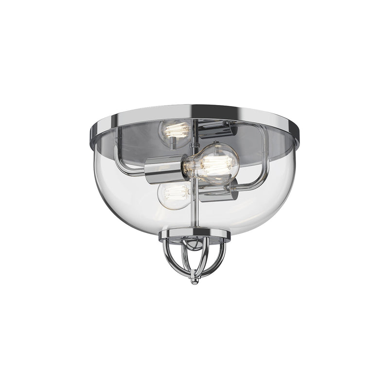Alora Mood Lancaster 13in 2-Light Flush Mount | Modern Chrome Steel and Clear Glass | Entryway & Hallway | 2x60W E26, Dimmable | Model FM461102CH