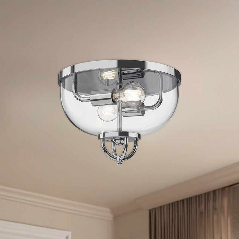 Alora Mood Lancaster 13in 2-Light Flush Mount | Modern Chrome Steel and Clear Glass | Entryway & Hallway | 2x60W E26, Dimmable | Model FM461102CH