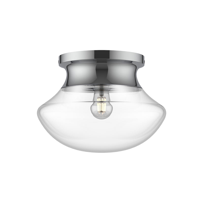 Kuzco Marcel 1-Light Flush Mount | Modern Chrome Steel and Clear Bubble Glass | Entryway & Hallway Ceiling Light | Model FM464012CH