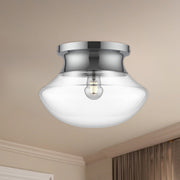 Kuzco Marcel 1-Light Flush Mount | Modern Chrome Steel and Clear Bubble Glass | Entryway & Hallway Ceiling Light | Model FM464012CH