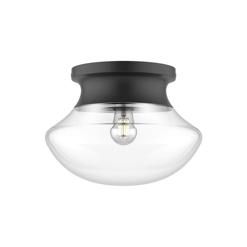 Kuzco Marcel 11in 1-Light Flush Mount | Matte Black Steel and Clear Glass | Entryway & Hallway | 8 x 10.88 in | Model FM464012MB