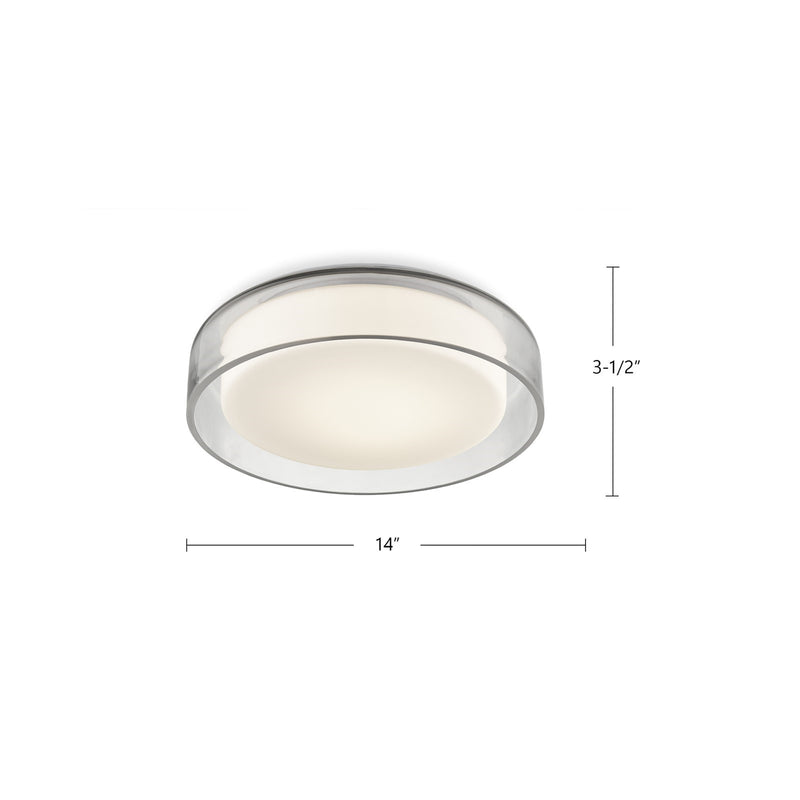 Kuzco Aston 14in 1-Light LED Flush Mount | Modern Clear Glass and Opal Glass Diffuser | Hallway & Bedroom Ceiling Light | Model FM48614-5CCT