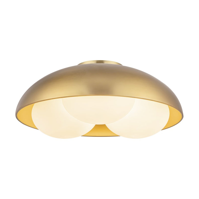 Kuzco Robyn 16" Socket Flush Mount, Gold/Opal Glass/Steel Shade