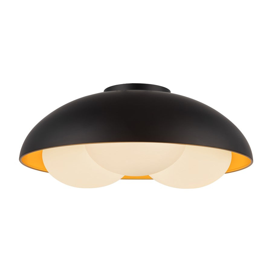 Kuzco Robyn 16" Socket Flush Mount, Black/Opal Glass/Steel Shade - FM495316MBOP