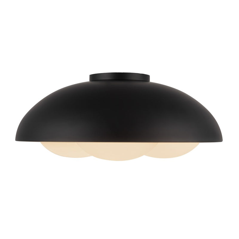 Kuzco Robyn 16" Socket Flush Mount, Black/Opal Glass/Steel Shade